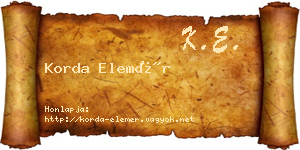 Korda Elemér névjegykártya